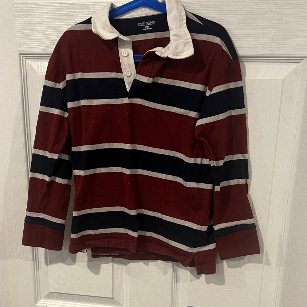 Old Navy Kids Long Sleeve Striped Shirt - Red, Navy, White